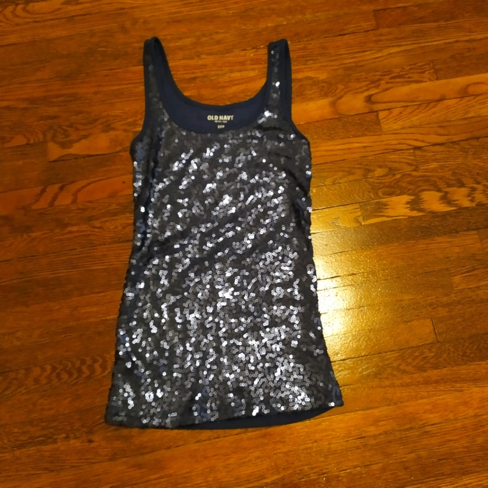 EUC Navy sequin Old Navy tank!